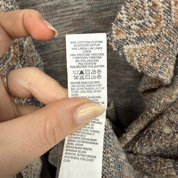 Lucky Brand Southwestern Print Long Sleeve Open Front Pockets Sweater Duster M - Picture 7 of 7